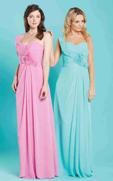 One-Shoulder Criss-Cross Maxi Chiffon Bridesmaid Dress