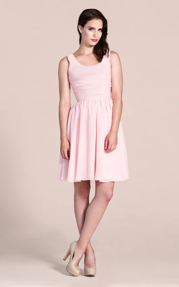 Sleeveless Scoop Pleated Dress Short & Classy