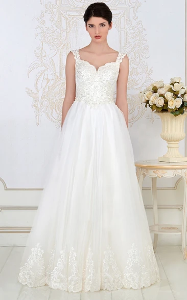 Appliqued Tulle A-Line Wedding Dress with Sleeveless Bodice and Bolero Modern Bridal Gown