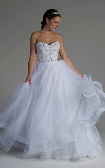 Crystal Bodice Ball Gown Wedding Dress with Sweetheart Neckline