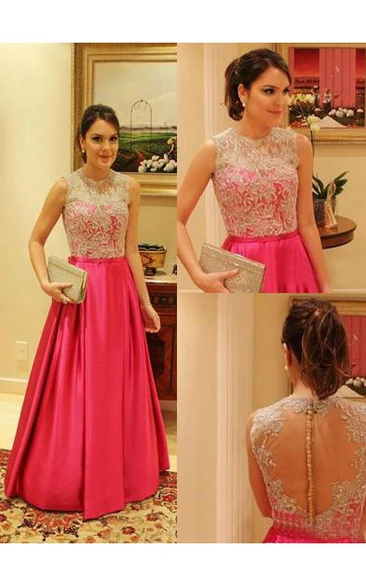 Elegant Lace Prom Dress with A-line Silhouette Appliques and Taffeta Evening Gown