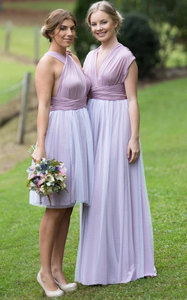 Knee-Length Sleeveless Ruched Chiffon Bridesmaid Dress in Strappy Style