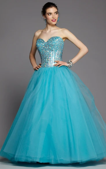 Draped Ball Gown with Sweetheart Neckline and Beading Formal Dress