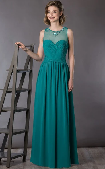 Crystal Sleeveless Chiffon Mother Of The Bride Dress With Criss Cross Top Flowy Long Dress