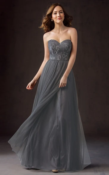 Applique A-Line Bridesmaid Dress Sweetheart Floor-Length