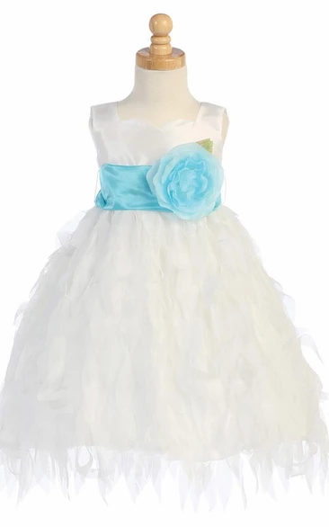 Tiered Chiffon & Taffeta Sweetheart Tea-Length Flower Girl Dress Modern Dress