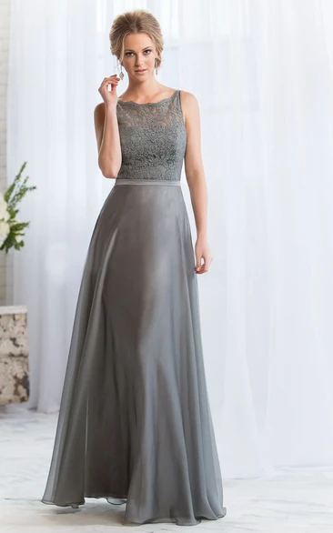 Lace Bodice Sleeveless A-Line Bridesmaid Dress Elegant Bridesmaid Dress