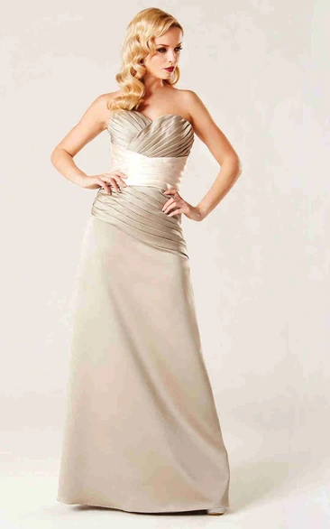 Satin Bridesmaid Dress with Lace-Up Sweetheart Sleeveless