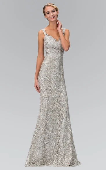 Sequin Beaded Sheath Floor-Length Sleeveless Formal Dress