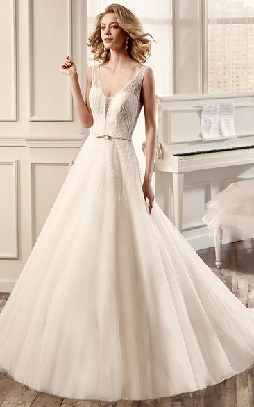 A-Line Wedding Dress with Illusive Back and Puffed Ruching Skirt Strapless Sweetheart