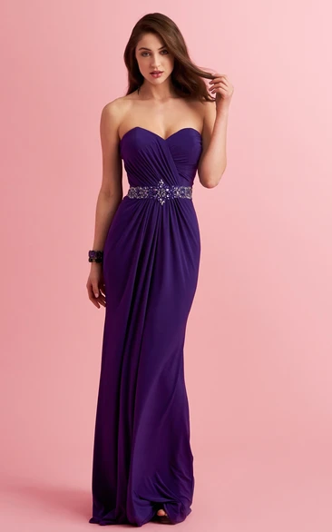 Sheath Waist Jewelry Sweetheart Chiffon Formal Dress