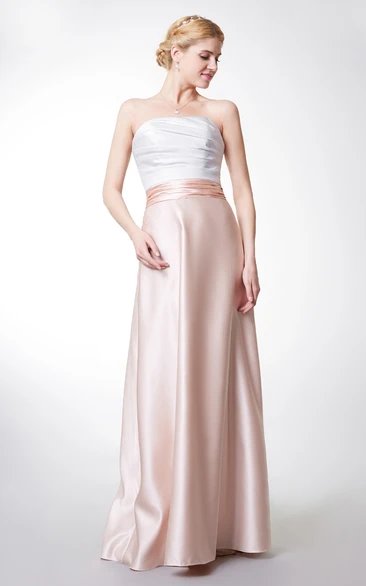 Satin A-line Bridesmaid Dress with Ruching and Backless Design