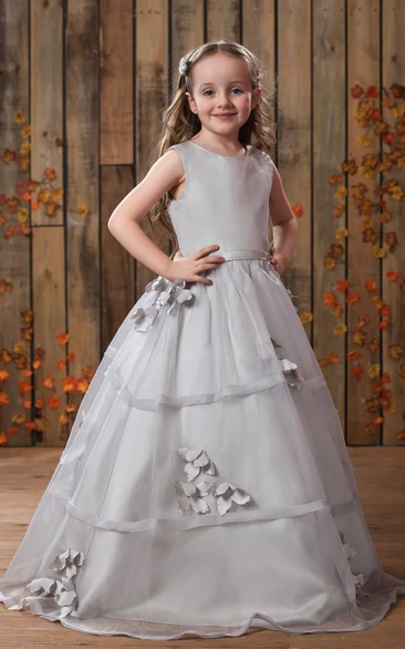 Flower Girl Dress Sleeveless A-Line Floor Length Cute Pleated Wedding Dress