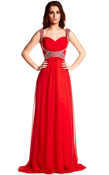 Criss-Cross Strapped Chiffon Prom Dress Sleeveless