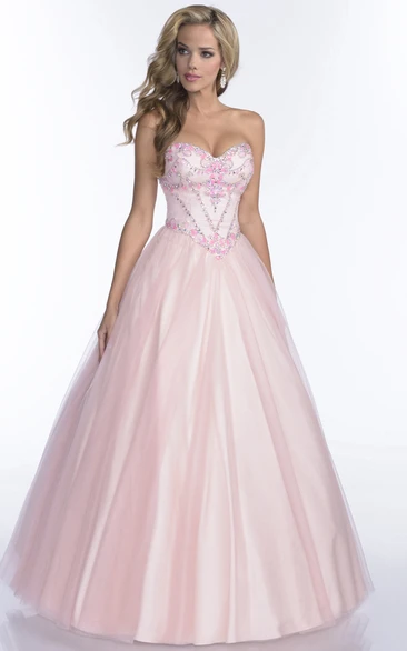 Jeweled Corset A-Line Tulle Sweetheart Prom Dress Classy Women's Dress