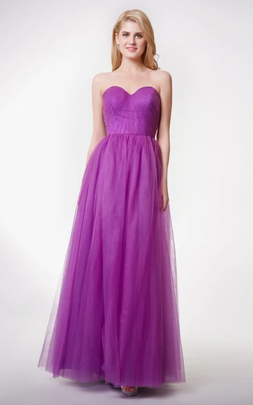 Sleeveless Tulle Prom Dress with Pleats and Convertible Straps A-line