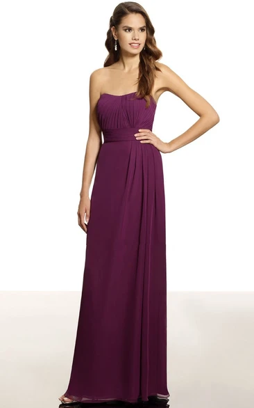 Strapless Chiffon Bridesmaid Dress with Ruched Detail Beautiful Prom Dress