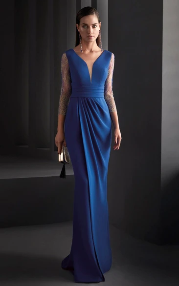 Ethereal Satin Mermaid Evening Dress with Plunging Neckline