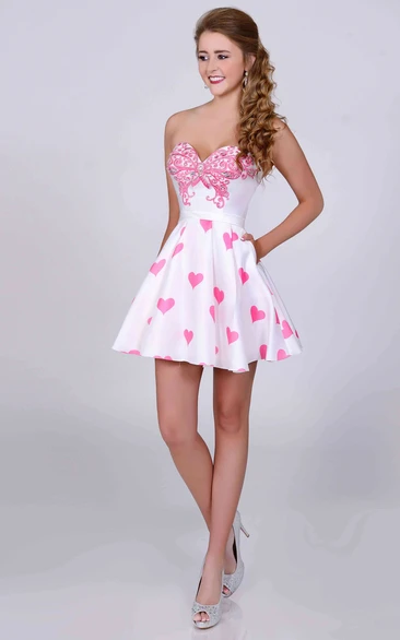 Cute Sweetheart A-Line Mini Prom Dress with Crystal Detailing Cute Sweetheart Mini Prom Dress
