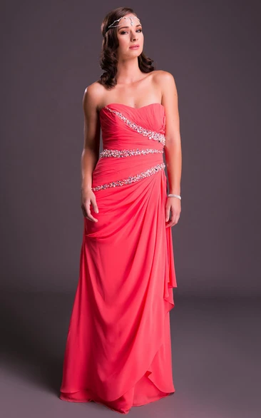 Beaded Sweetheart Sheath Chiffon Prom Dress with Floor-Length and Sleeveless Design Modern Prom Dress