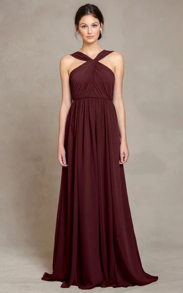 Maxi Chiffon Ruched Bridesmaid Dress with Straps Stunning Bridesmaid Dress 2024