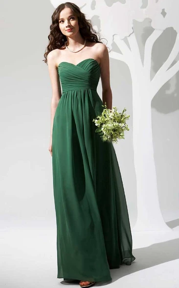 A-Line Chiffon Bridesmaid Dress with Ruching Simple Sweetheart Dress