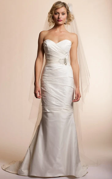 Trumpet Satin Wedding Dress with Sweetheart Neckline Criss Cross Back and Bow Detail Modern Wedding Dress Unique