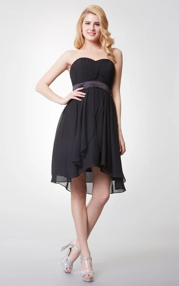 High-low Chiffon Bridesmaid Dress with Pleats Sweetheart & Flowy