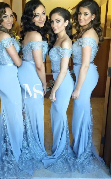 Off-Shoulder Lace Mermaid Bridesmaid Dress Sexy Zipper Button Back Dress