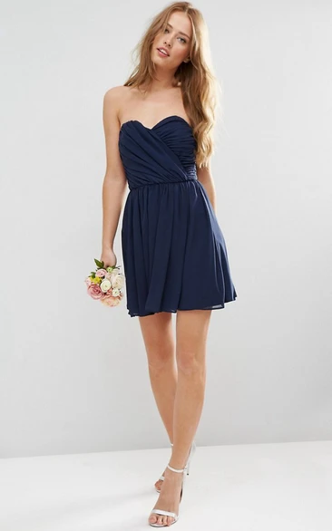 Sweetheart Chiffon Bridesmaid Dress with Criss Cross and Pleats