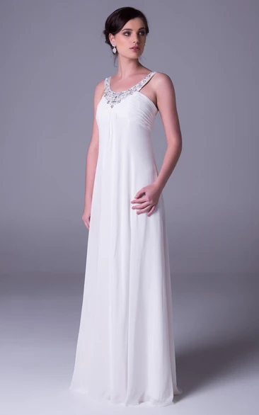 Beaded Sheath Empire Chiffon Wedding Dress