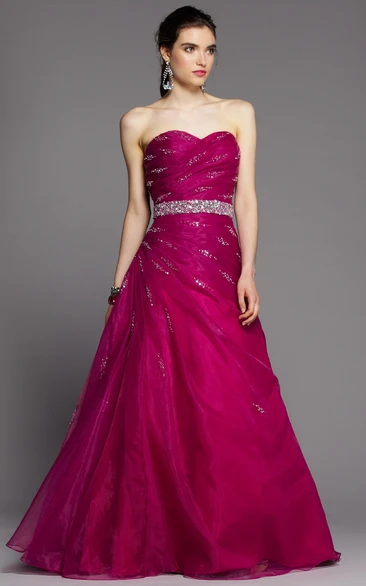 Waist Jewelry A-Line Dress with Sweetheart Neckline Bridesmaid Dress