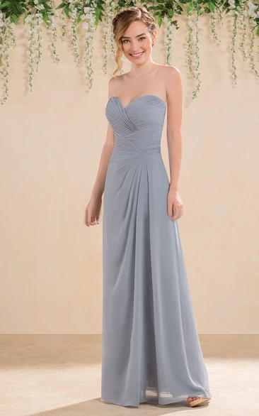 Sweetheart A-Line Floor-Length Gown with Crisscrossed Ruches Unique Prom Dress