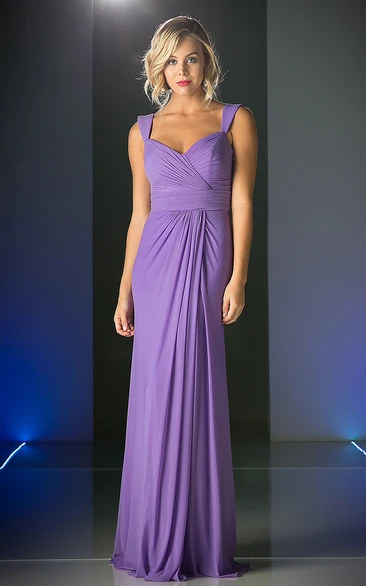 Sleeveless Chiffon Formal Dress with Criss Cross and Draping