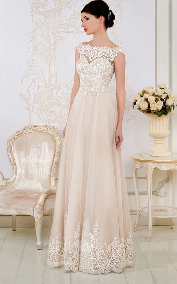 Chic Cap-Sleeve Lace Wedding Dress with Sheath Maxi Silhouette