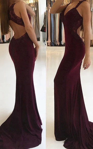 Romantic Lace Mermaid Evening Dress with Keyhole Back for Beach Prom
