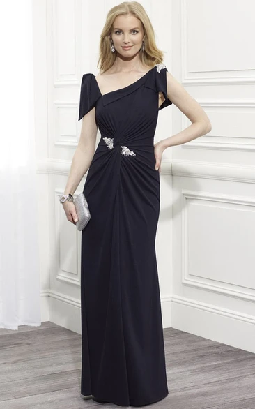 Chiffon Cap Sleeve Ruched Mother Of The Bride Dress