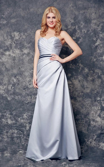 Backless Satin A-line Bridesmaid Dress with Sweetheart Neckline