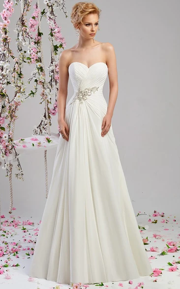 Chiffon A-Line Wedding Dress Sweetheart Criss-Cross Lace Up