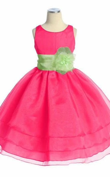 Tiered Organza Flower Girl Dress Tea Length