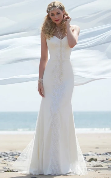 Lace V-Neck Wedding Dress with Straps Elegant Maxi Gown