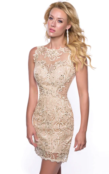 Sleeveless Lace Sheath Homecoming Dress with Sequins Elegant Homecoming Dress 2024