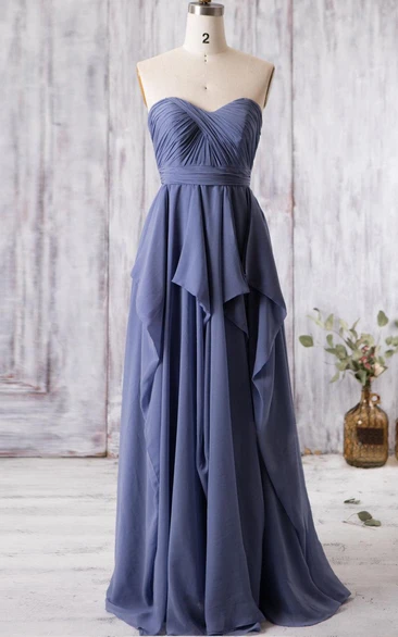 Empire Chiffon Formal Dress with Sweetheart Neckline and Ruffles