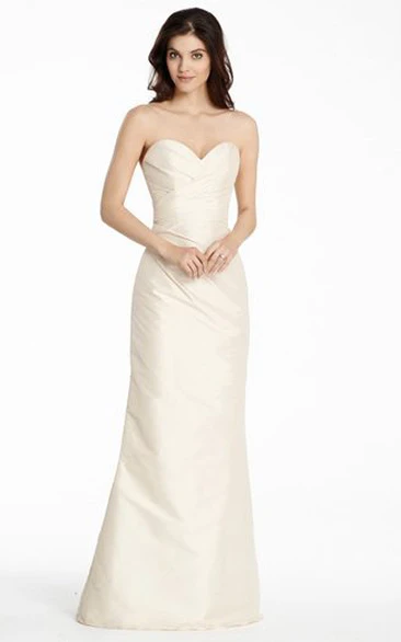 Sleeveless Sweetheart Satin Bridesmaid Dress with Criss-Cross Back Classy Bridesmaid Dress