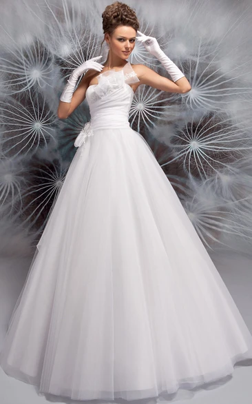 Strapless Tulle A-Line Wedding Dress Sleeveless Floor-Length