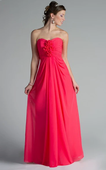 Chiffon Dress with Sweetheart Neckline and Pleats for Bridesmaid Guests