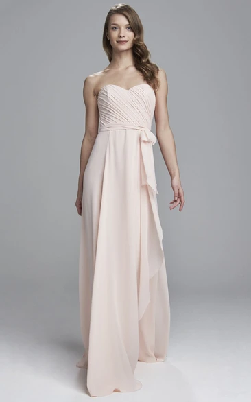 Chiffon Bridesmaid Dress with Sweetheart Draping and Ruching