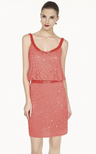 Scoop Neck Sheath Prom Dress with Beadings and Sequins Casual and Chic Dress for Any Occasion