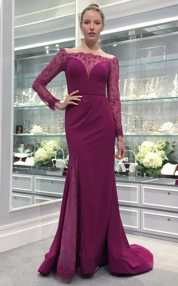 Modern Plunging Neck Mermaid Satin Prom Dress with Beading 2024 Formal Gown