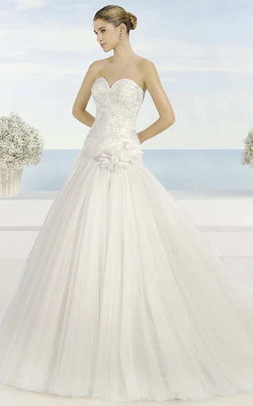 Maxi Sweetheart Tulle Wedding Dress with Flower Ball Gown